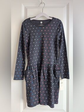Tea Collection Girls Long Sleeve Pocket Dress Rainbow Stars NWT Size 7